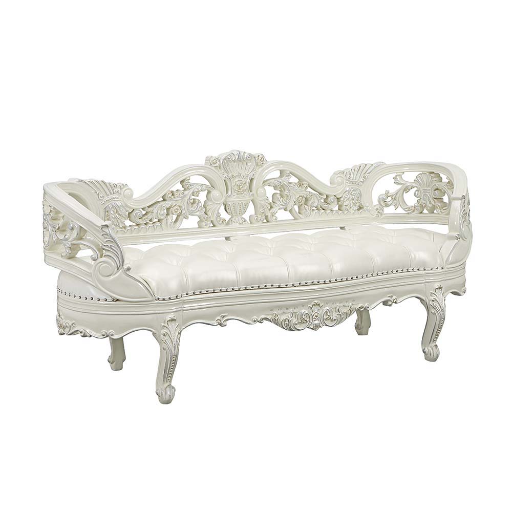 ACME Adara - Bench - Antique White Finish | Meri Furniture