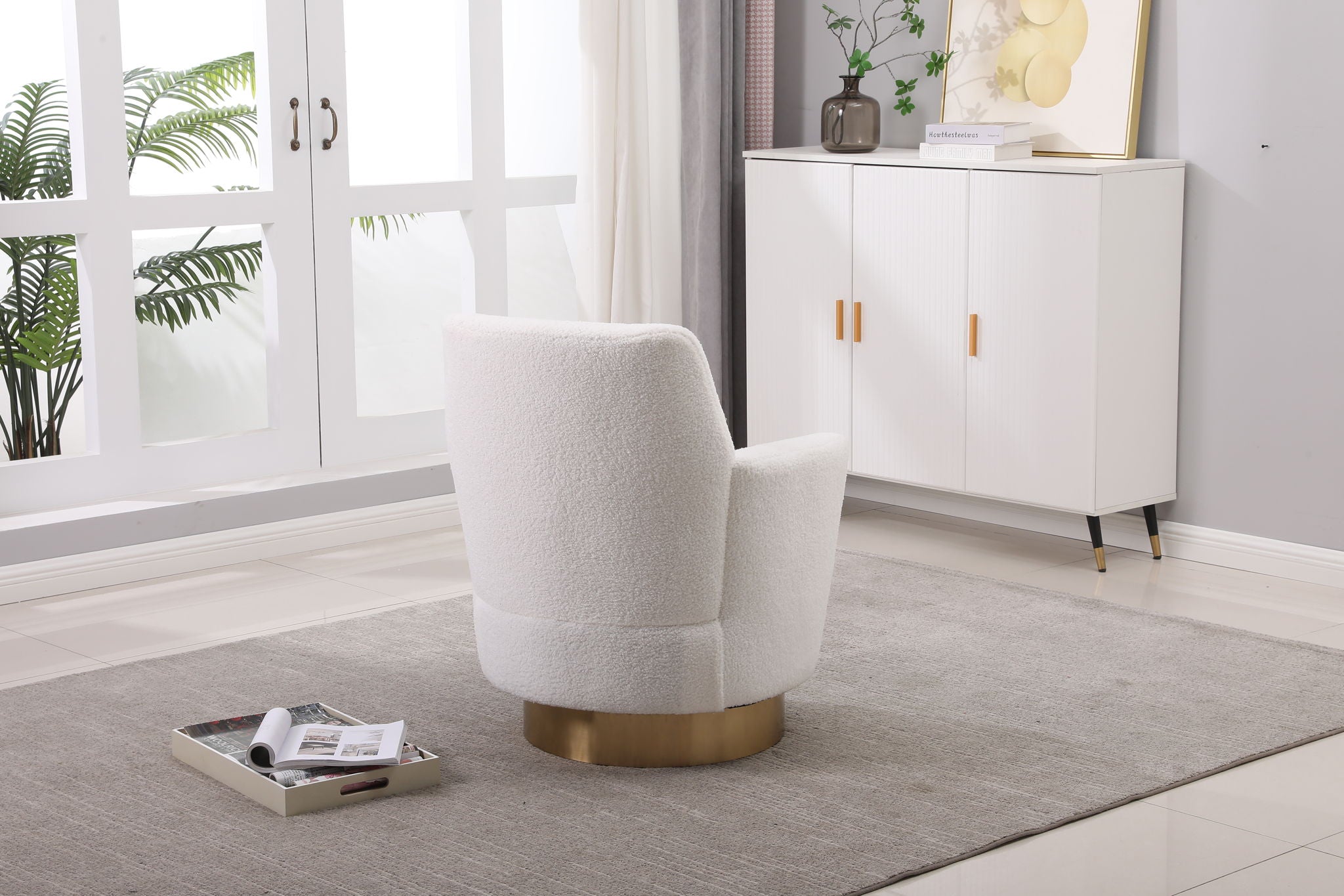 Teddy Swivel Barrel Chair, Swivel Accent Chairs Armchair For Living Room