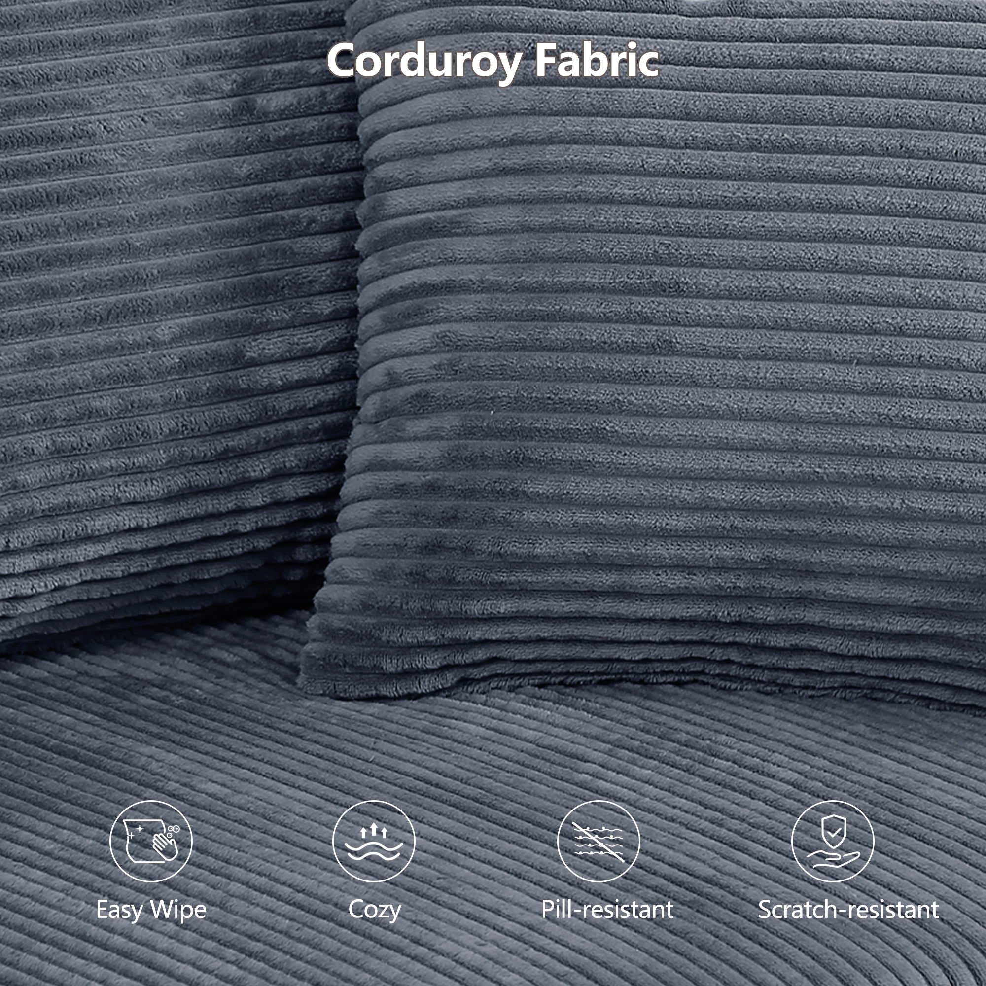 Modular Sectional Sofa, Convertible Couch With Chaise Corduroy