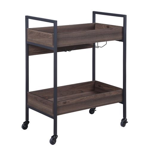 ACME Jerrick - Kitchen Island - Walnut & Black Finish | Meri Furniture