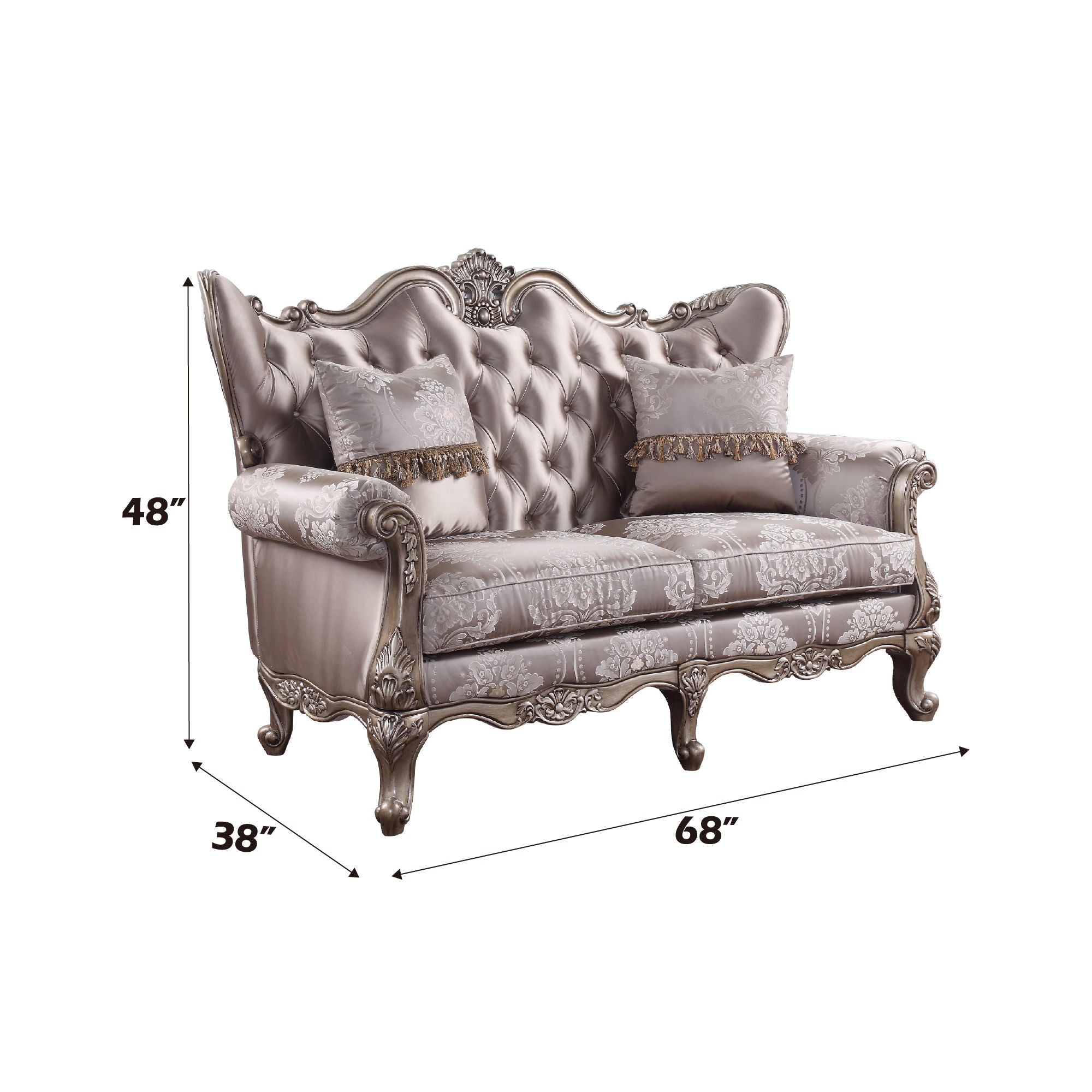 Jayceon - Loveseat With 2 Pillows - Fabric & Champagne
