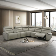 Jayke - Power Motion Sectional Sofa - Light Gray Top Grain Leather Match