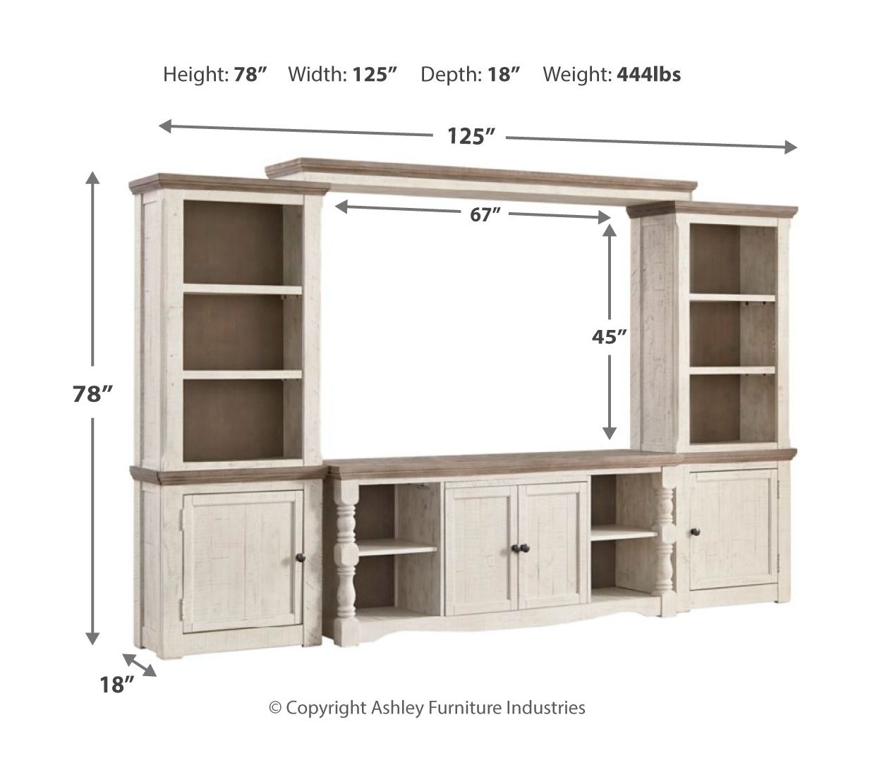 Signature Design by Ashley® Havalance - Brown / Beige - 4 Pc. - Entertainment Center - 67" TV Stand | Meri Furniture