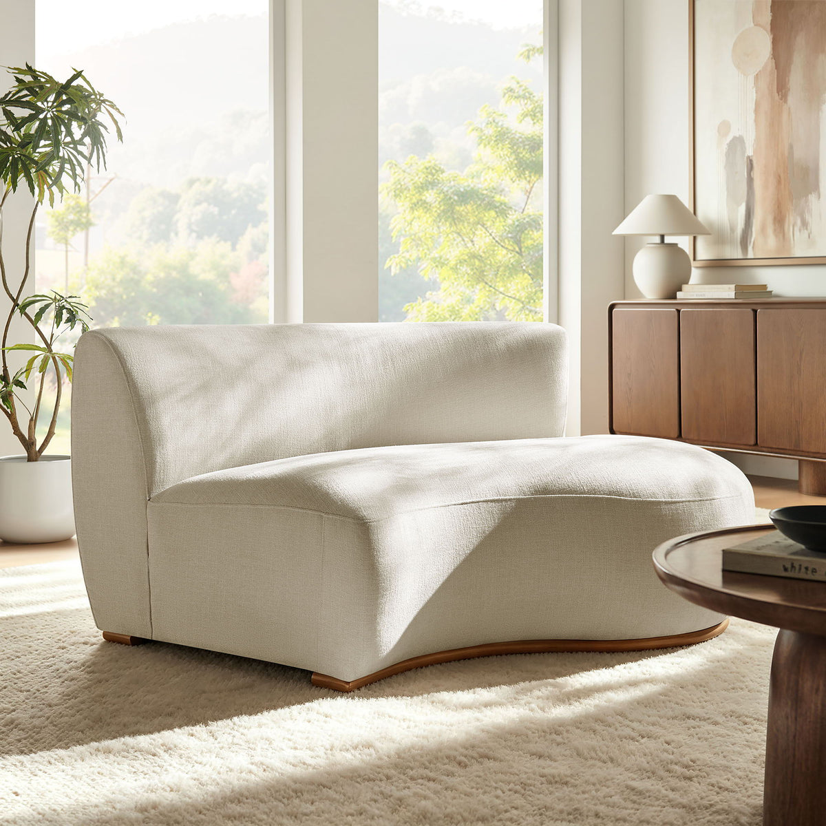 Rialta Curved Right-Arm Slub Weave Fabric Sectional Loveseat by Modway