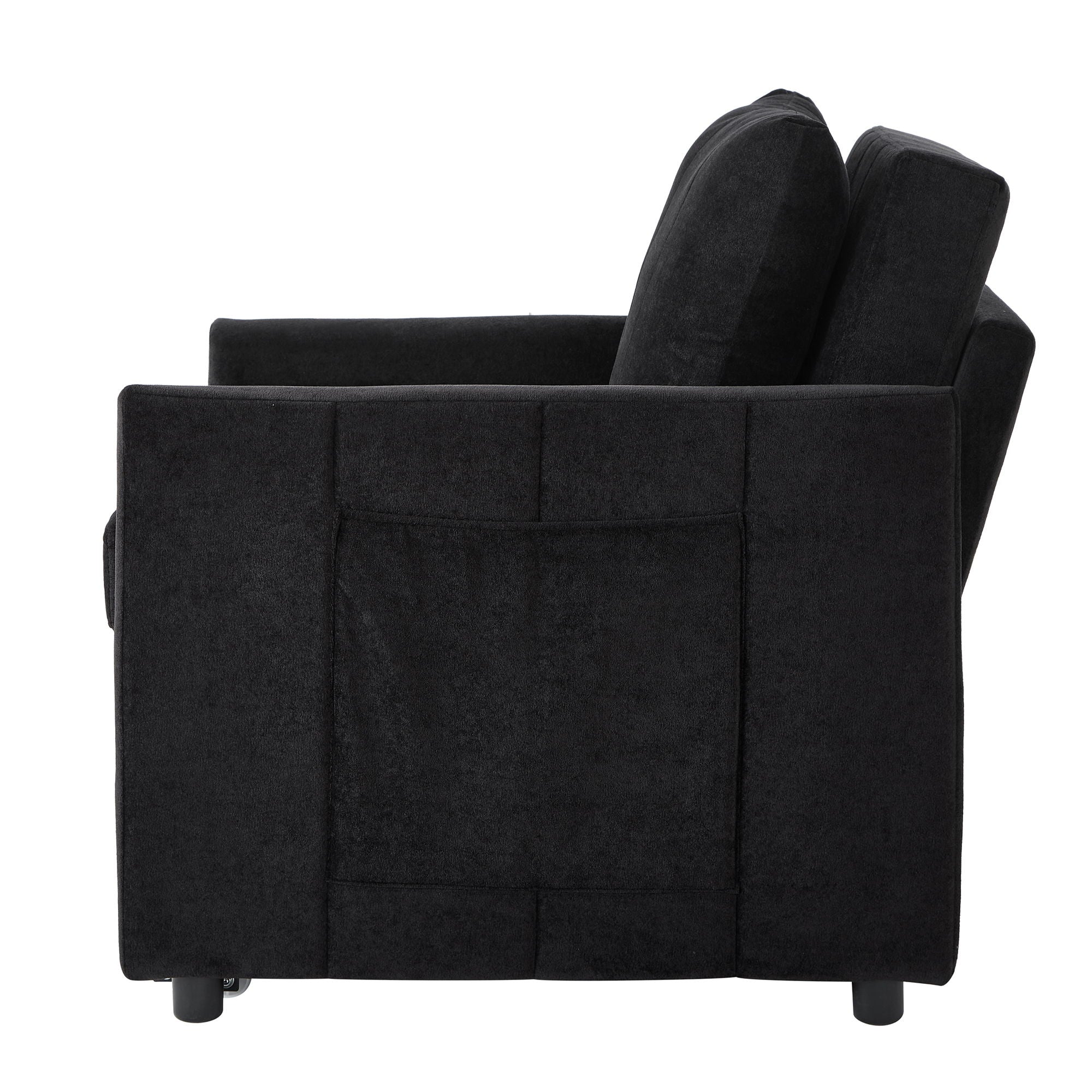 Upholstered Convertible Sleeper Sofa With 5 Position Backrest, Side Pockets, Storage