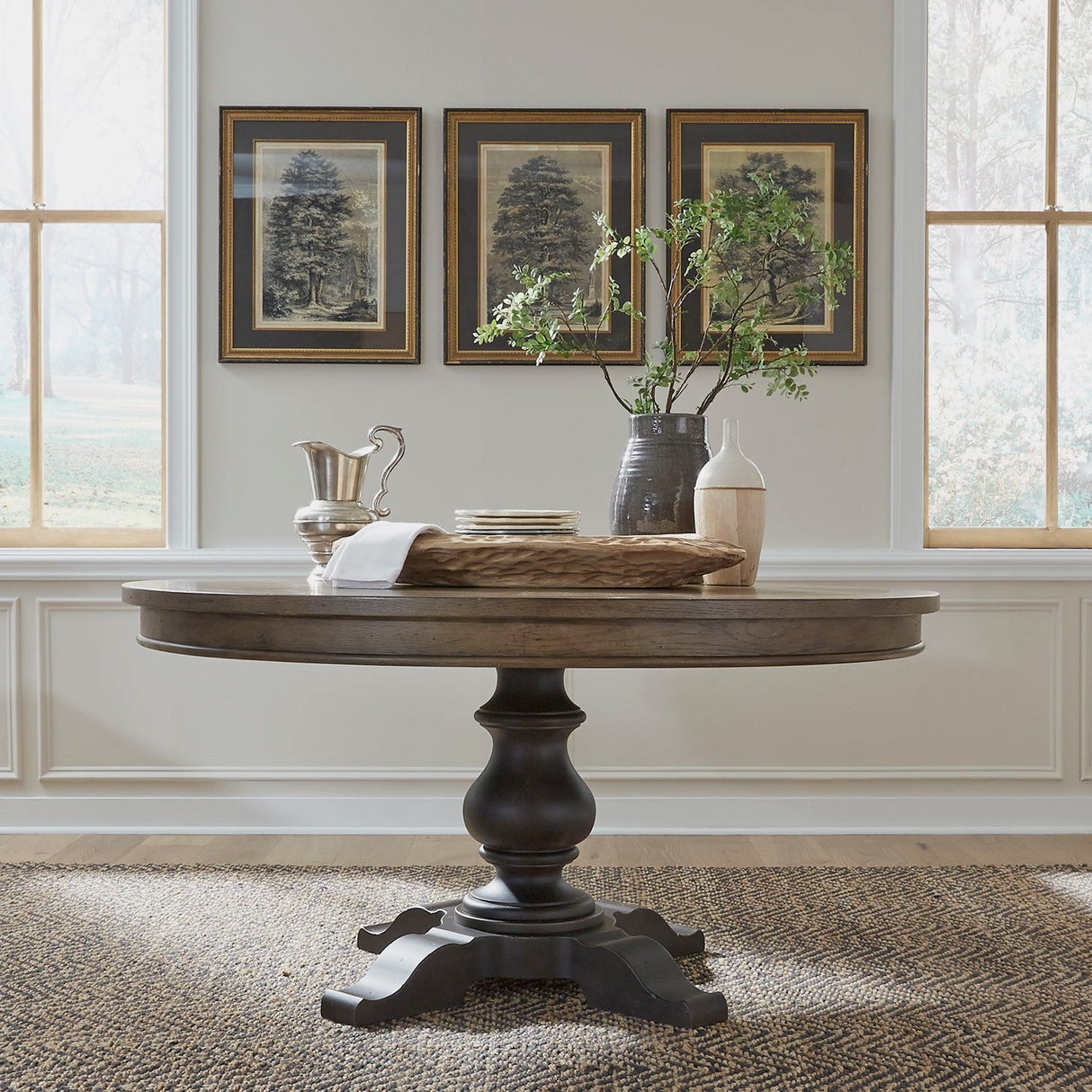 Liberty Furniture Americana Farmhouse - Pedestal Table Set - Light Brown | Meri Furniture