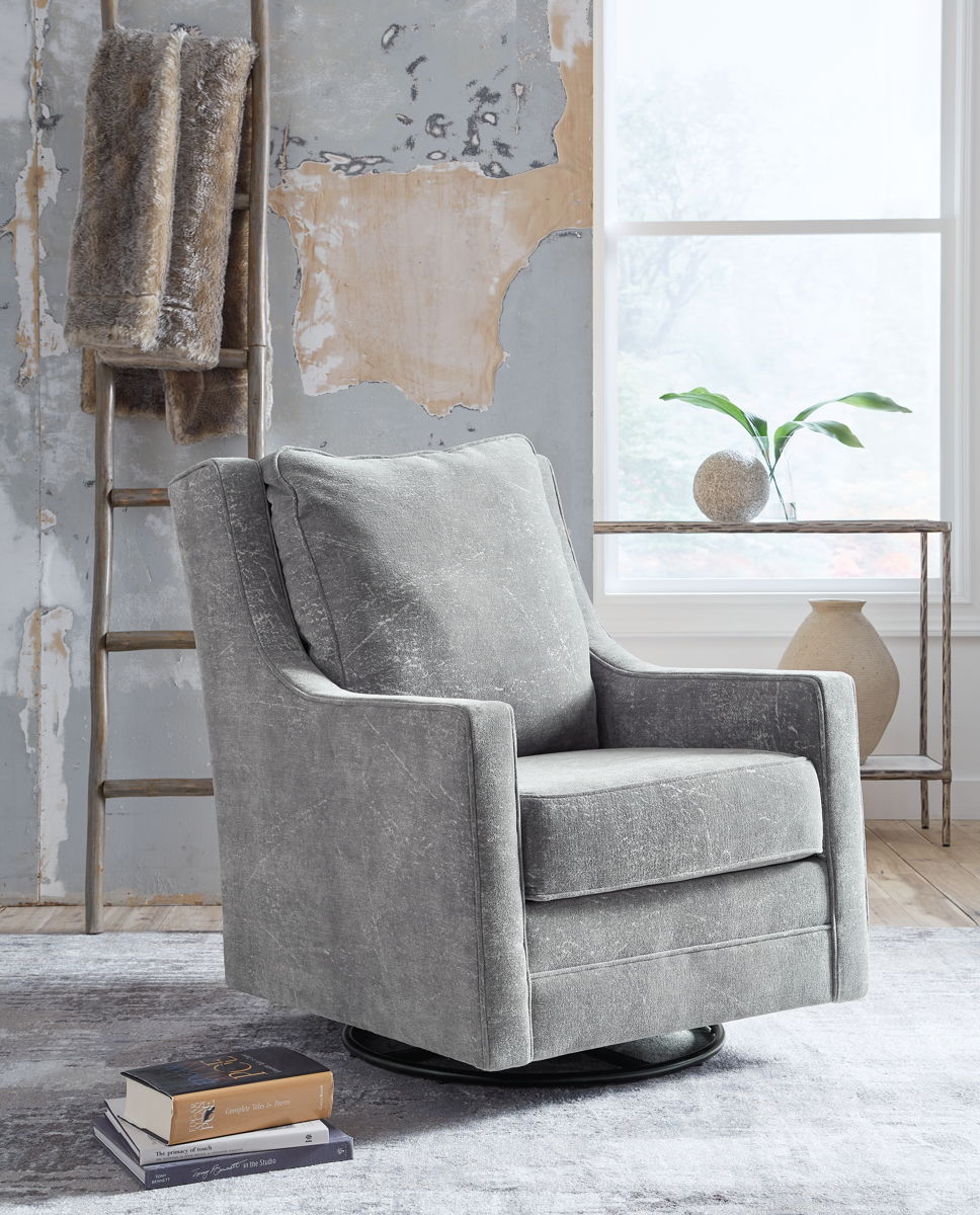 Signature Design by Ashley® Kambria - Ash - Swivel Glider Accent Chair | Meri Furniture