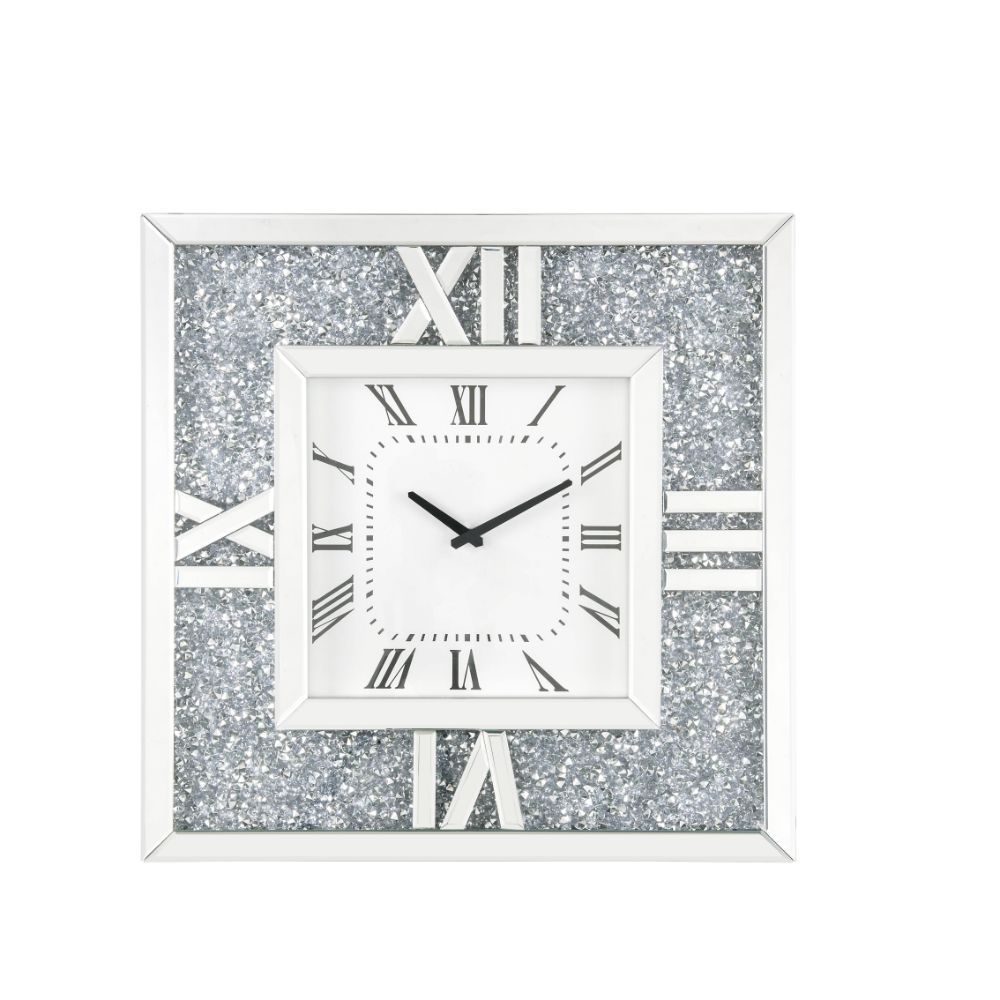 Noralie - 24" Wall Clock - Mirrored & Faux Diamonds