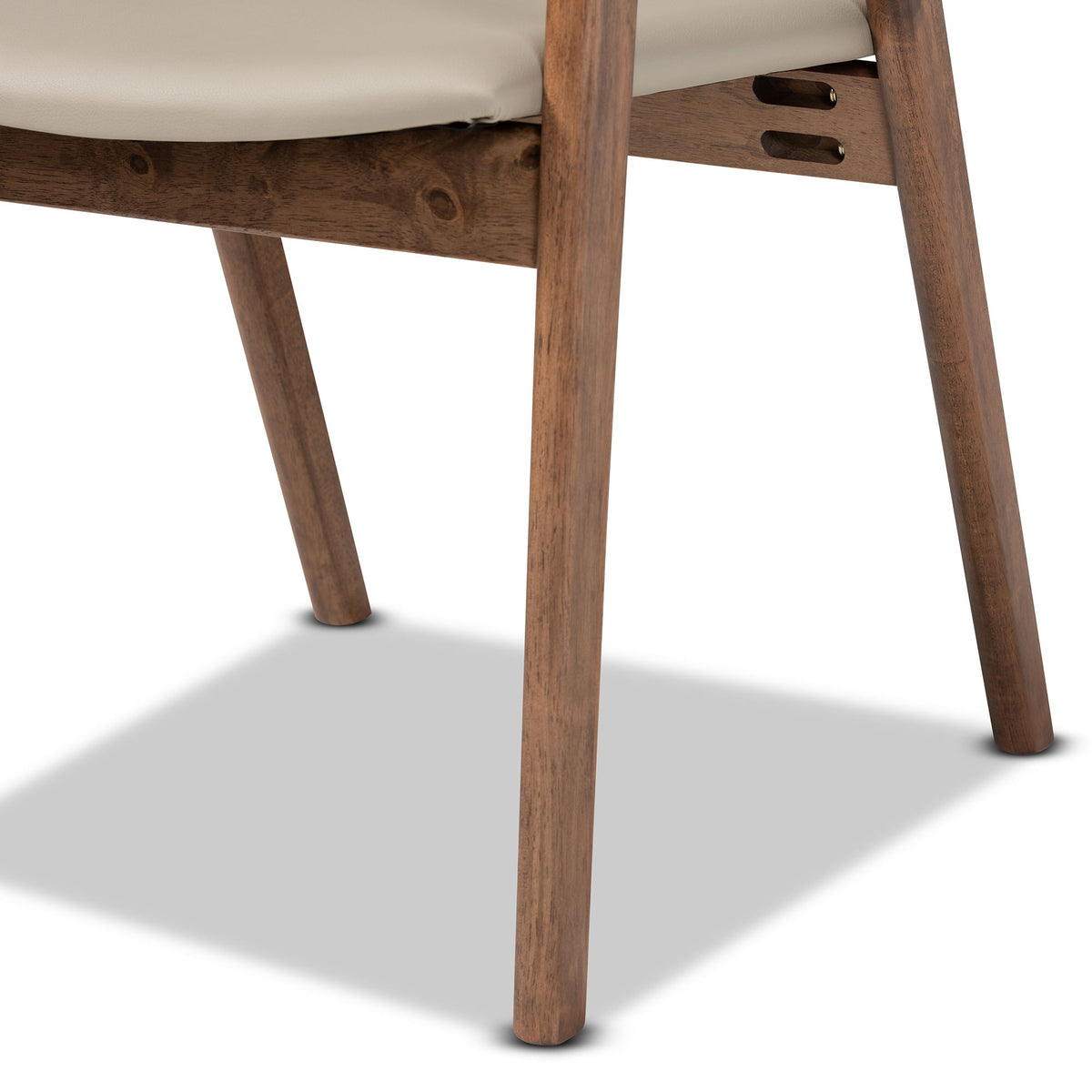 Harland Mid-Century Modern Grey Faux Leather Upholstered and Walnut Brown Finished Wood 2-Piece Dining Chair Set