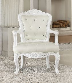 ACME White Crystal Button Back & Seat. | Meri Furniture