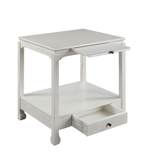 ACME Seatlas - Accent Table - Antique White Finish | Meri Furniture