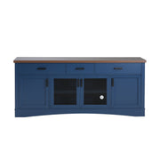 TV Console Stand, Glass Doors & Storage Drawers, Adjustable Shelves