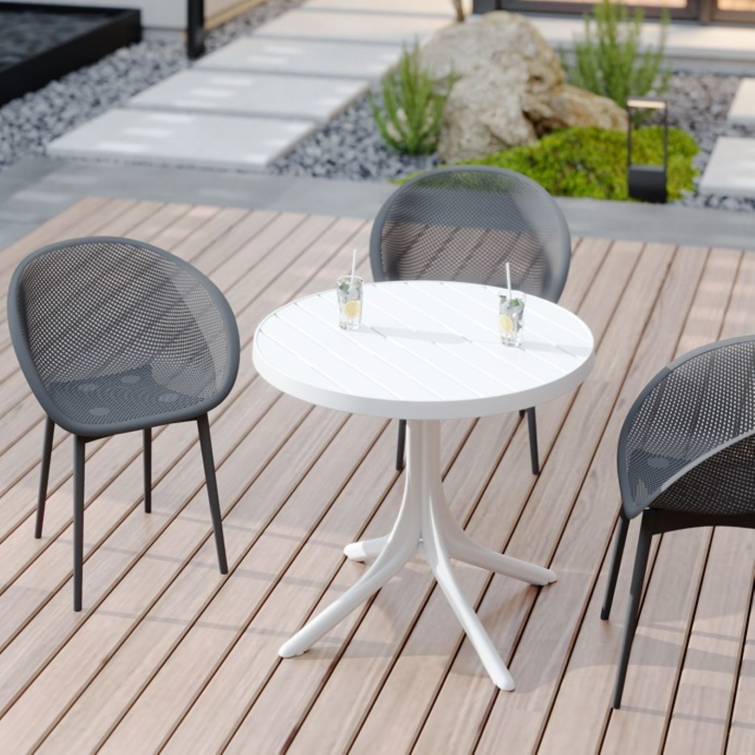 2 Piece Durable Single Chair With Mesh Hollow Out Design