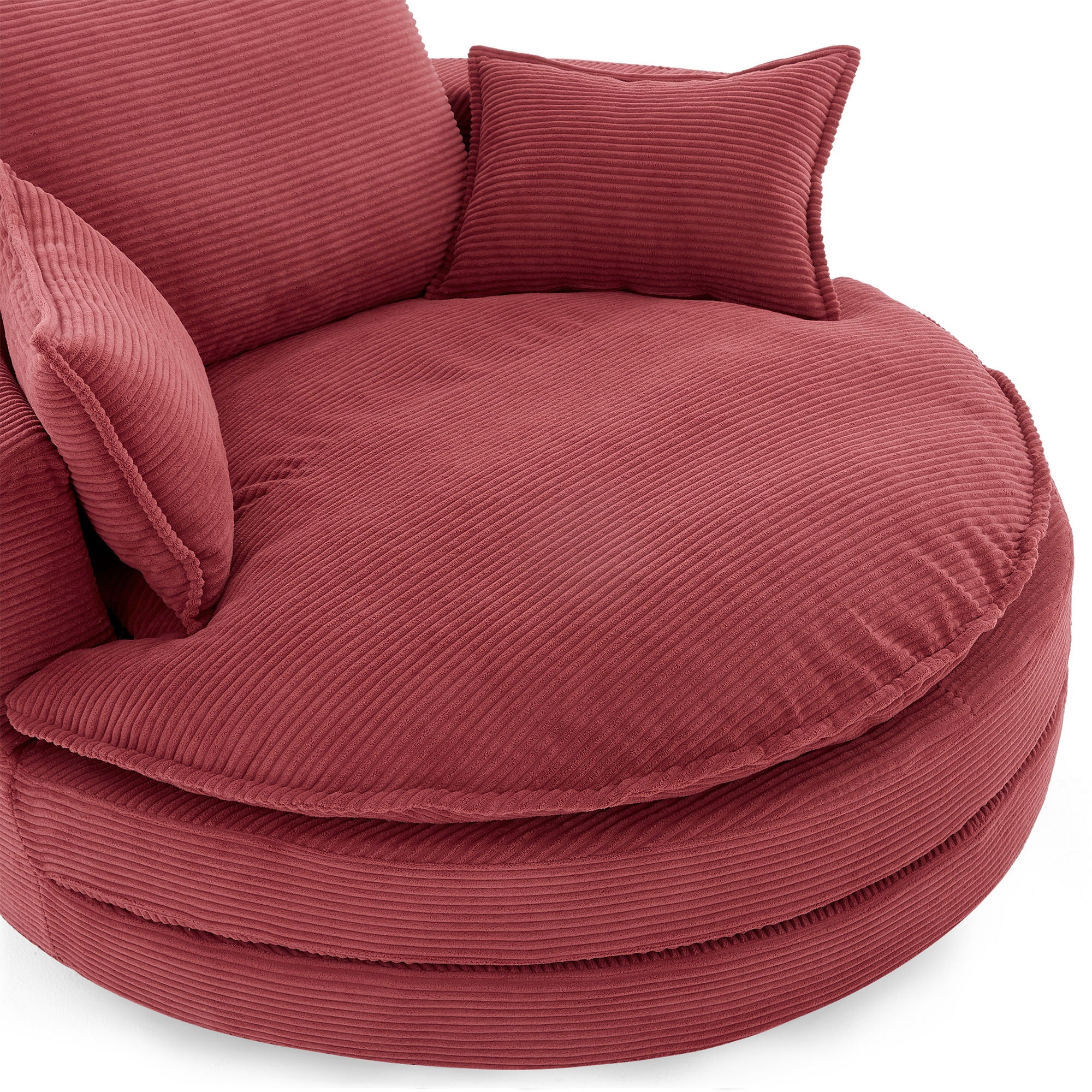 360° Swivel Accent Barrel Chair With Dual Layer Cushion And 3 Removable Pillows