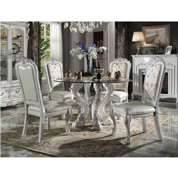 ACME Dresden - Dining Table 33"L - Bone White Finish | Meri Furniture