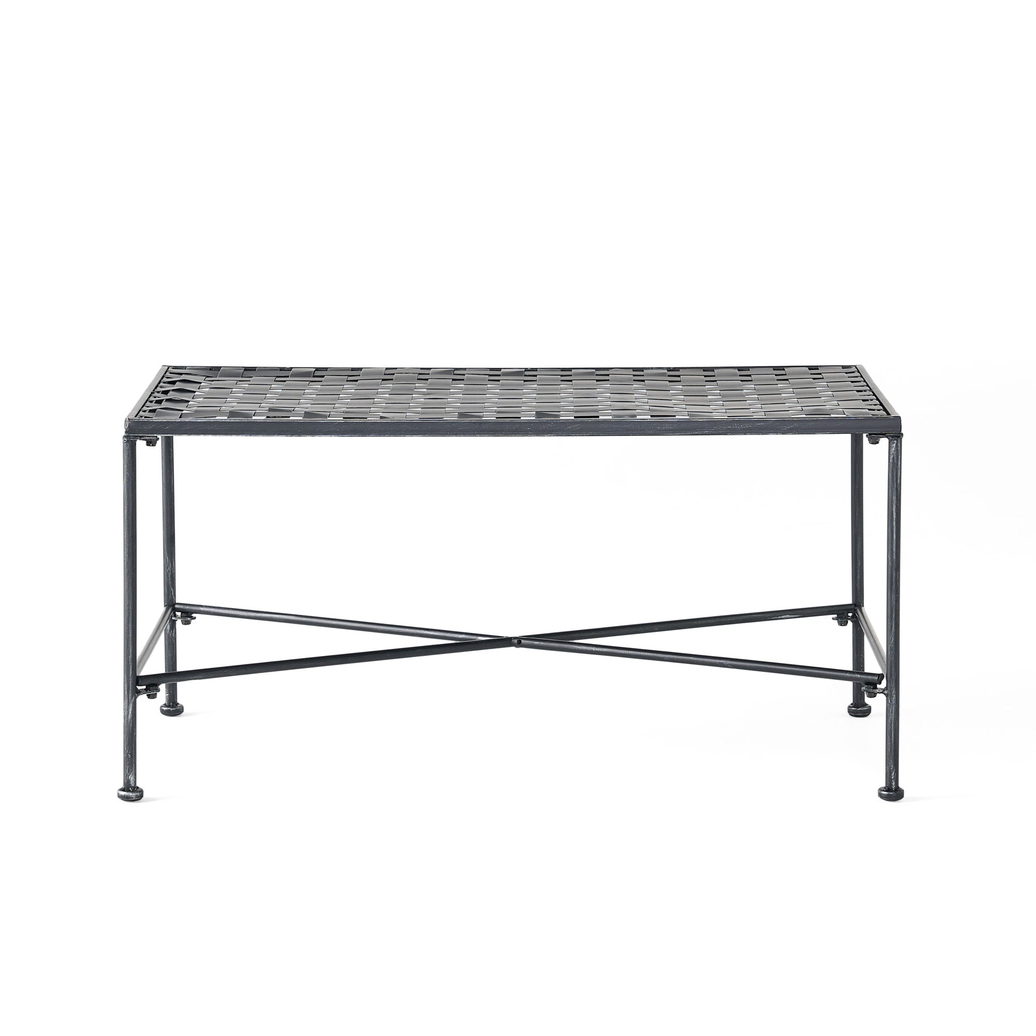 Luna - Outdoor Iron Coffee Table - Black Brush Silver