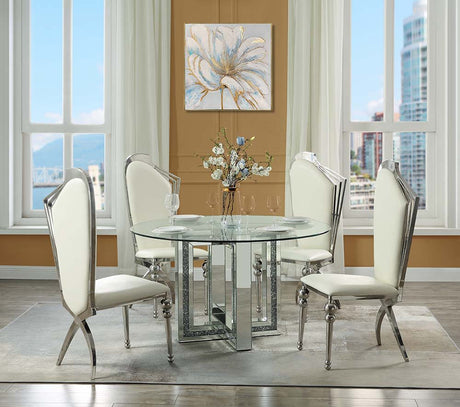 ACME Noralie - Dining Table - Mirrored & Faux Diamonds | Meri Furniture