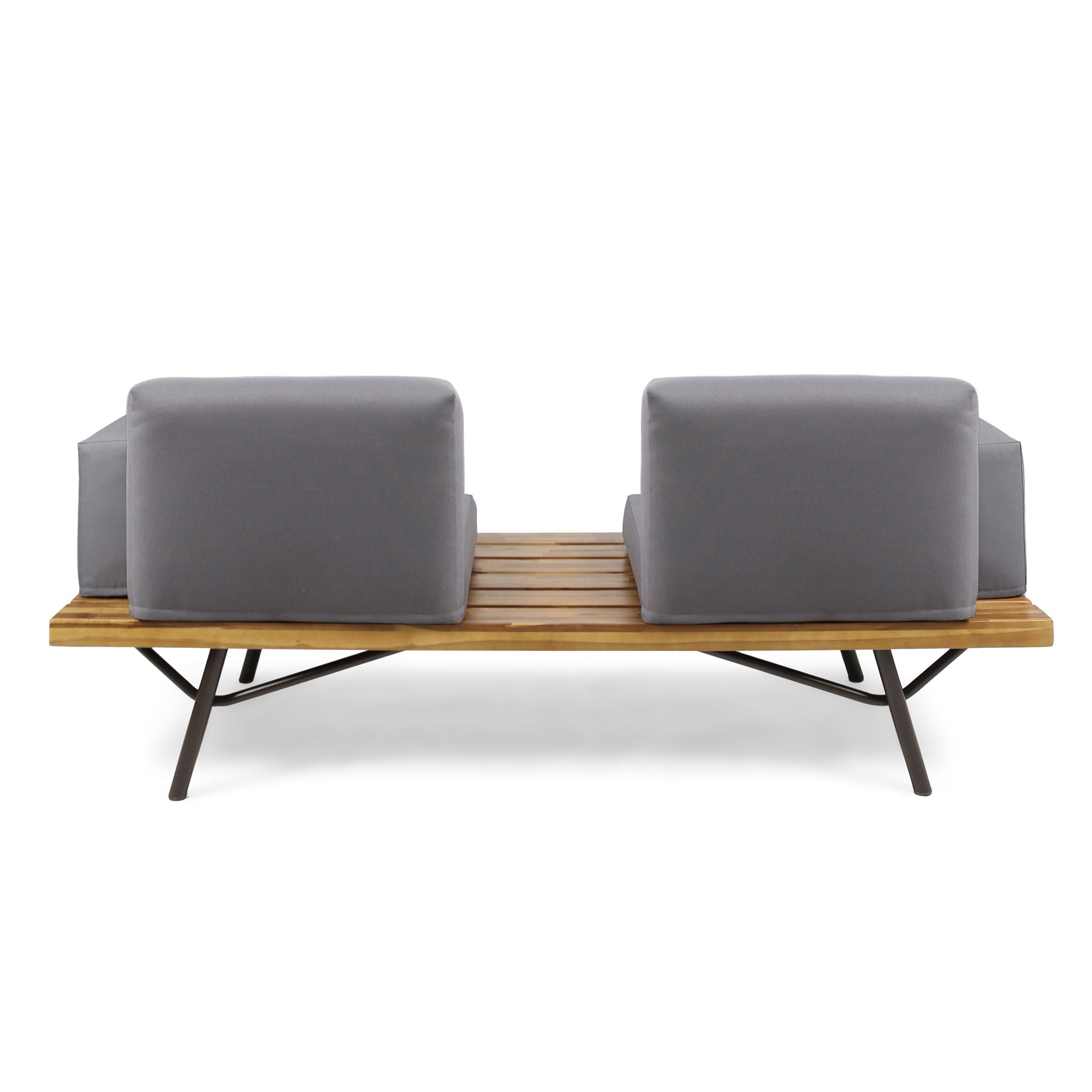 Outdoor Sofa With Cushions And Iron Legs - Dark Gray