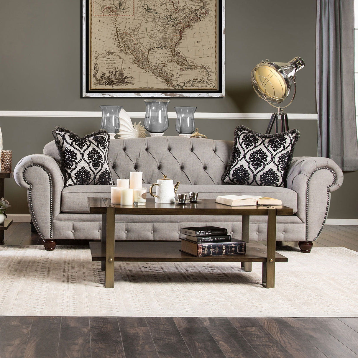 Furniture of America Viviana - Sofa - Gray / Black | Meri Furniture