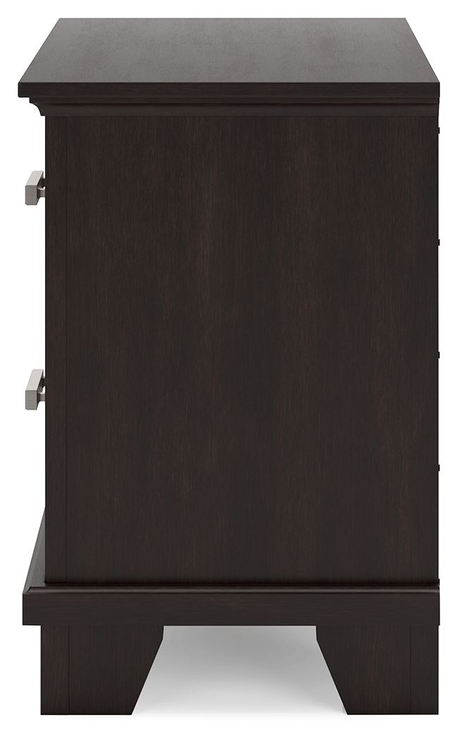 Covetown - Two Drawer Night Stand - Dark Brown
