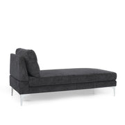 Fabric Upholstered Chaise Lounge With Iron Bracket Legs - Gray