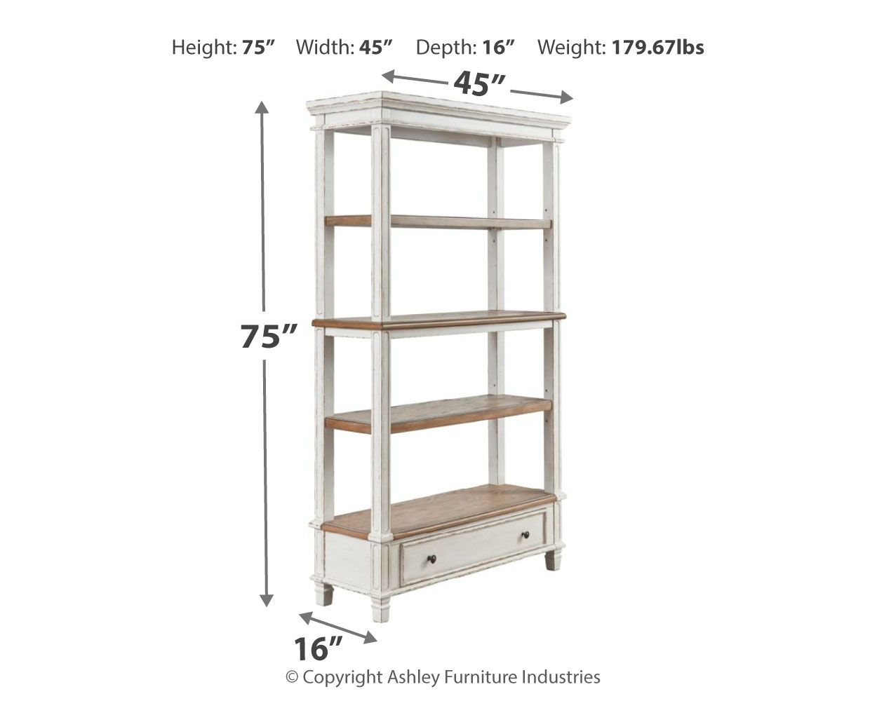 Ashley Furniture Realyn - Brown / White - Bookcase | Meri Furniture