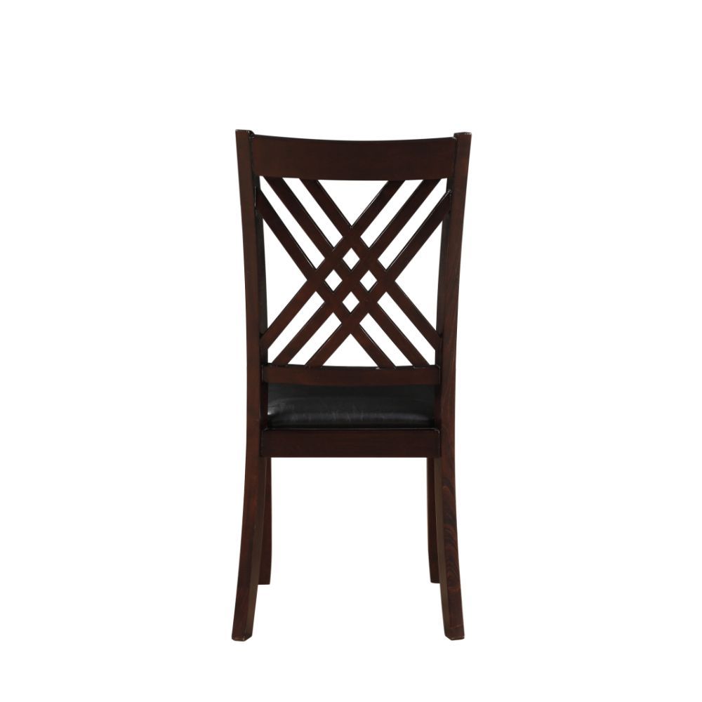 Katrien - Side Chair (Set of 2) - Black PU & Espresso