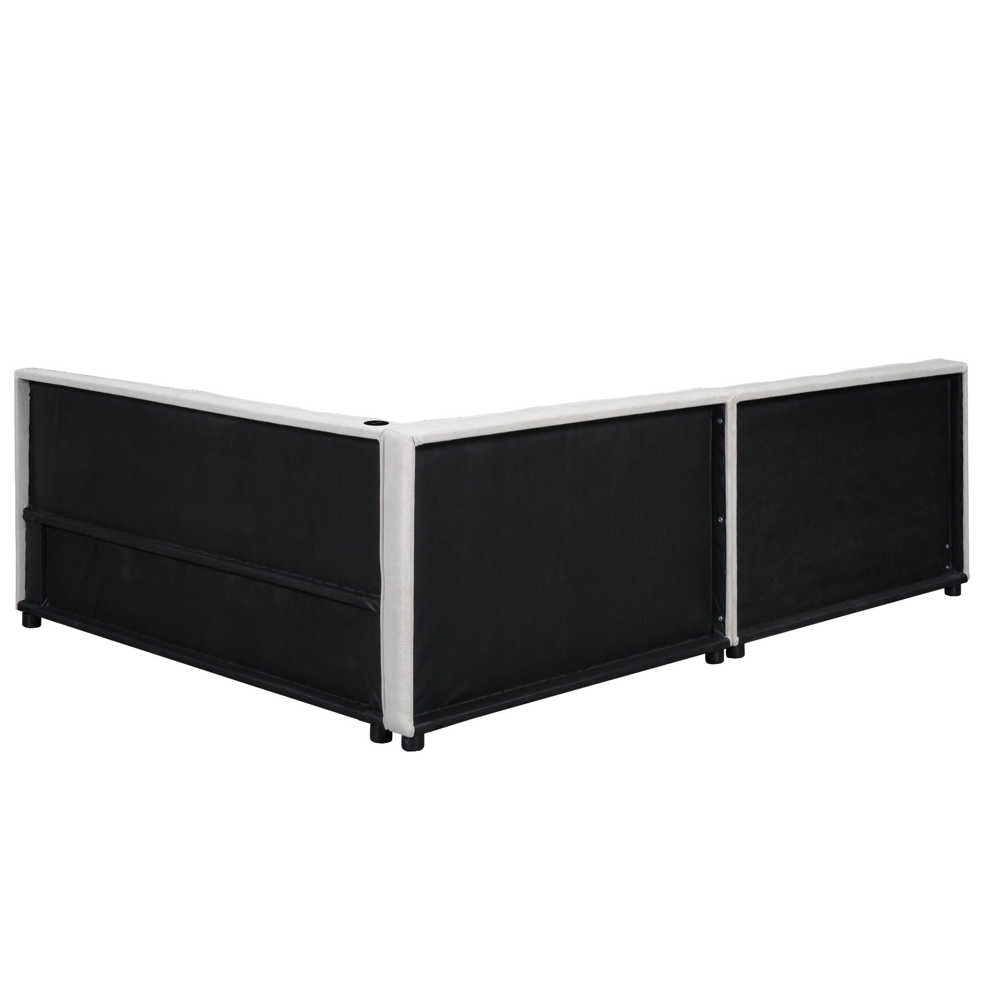 Modern Upholstered Platform Bed With USB Ports And LED Belt
