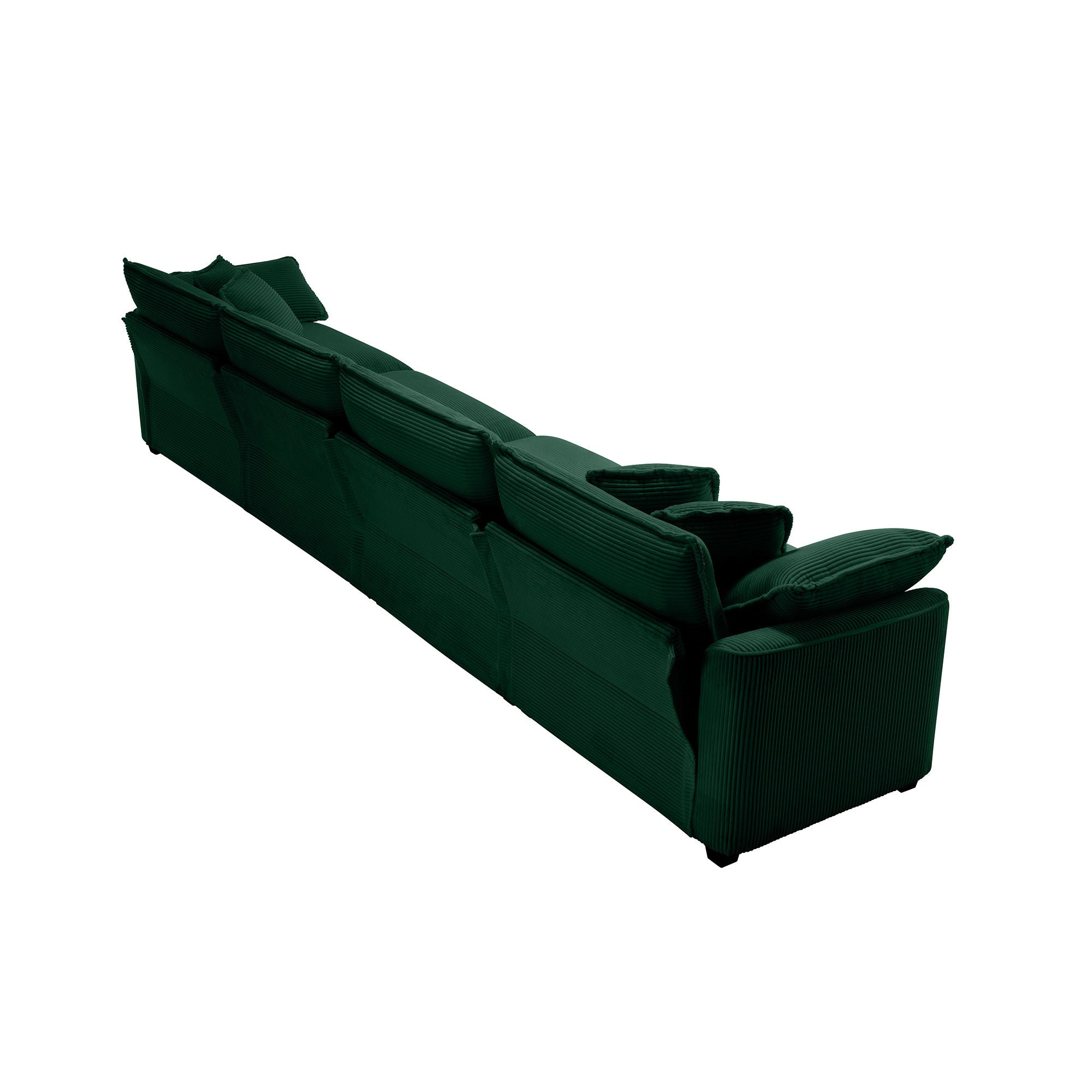 Modern Upholstered 4 Seater Corduroy Fabric Sofa With Arm And Throw Pillows