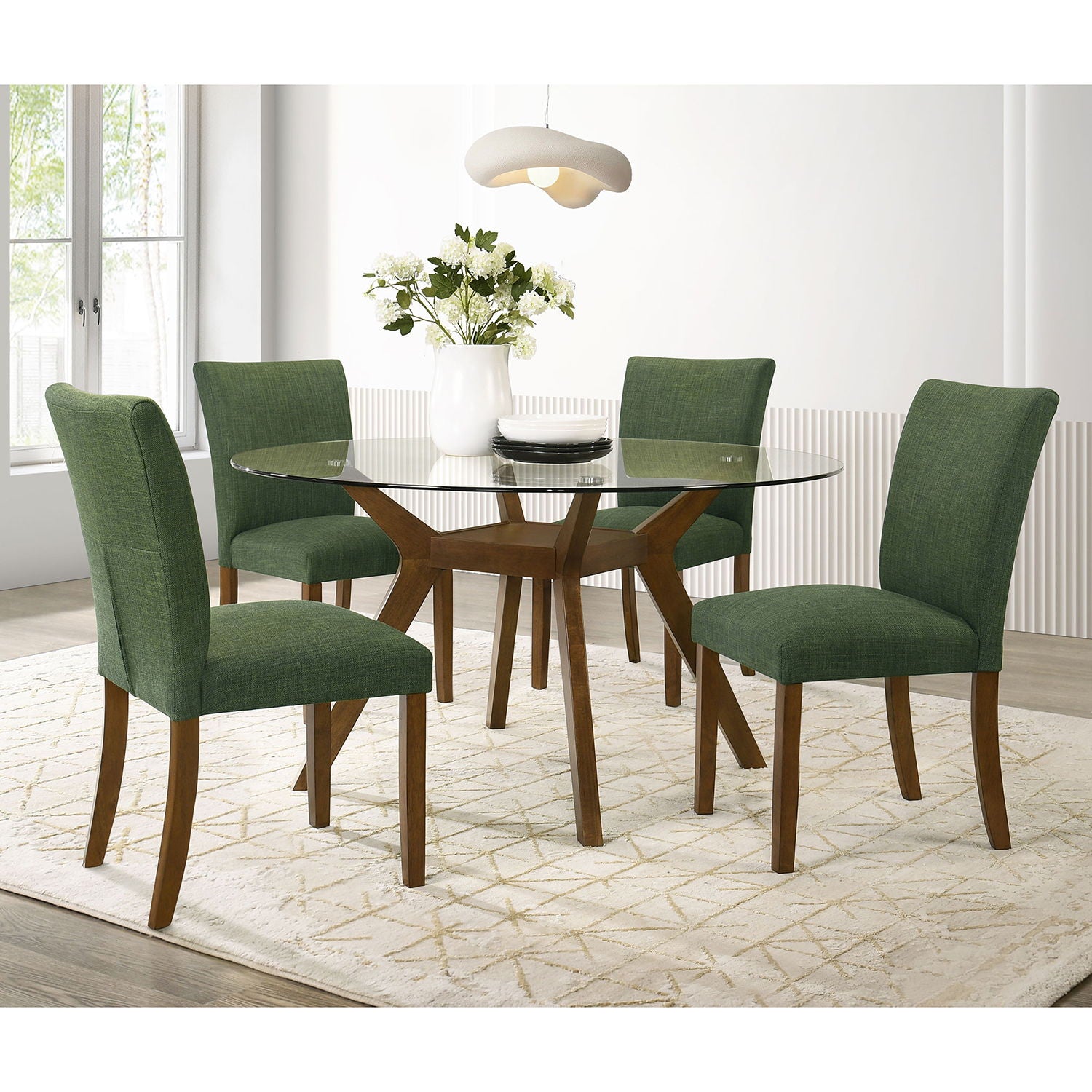 Flynn - Round Glass Top Dining Table - Brown