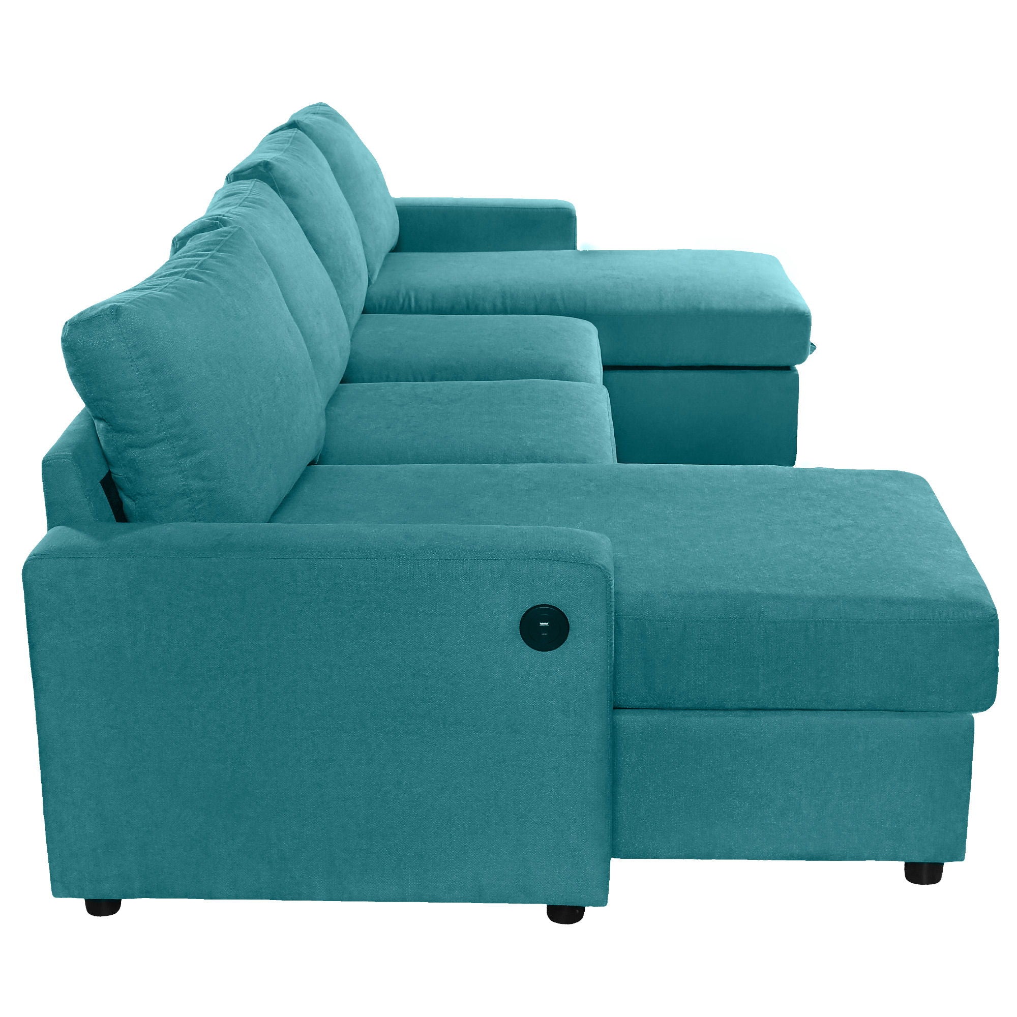 Convertible Sectional Sofa With Storage Chaise Lounges And USB Ports