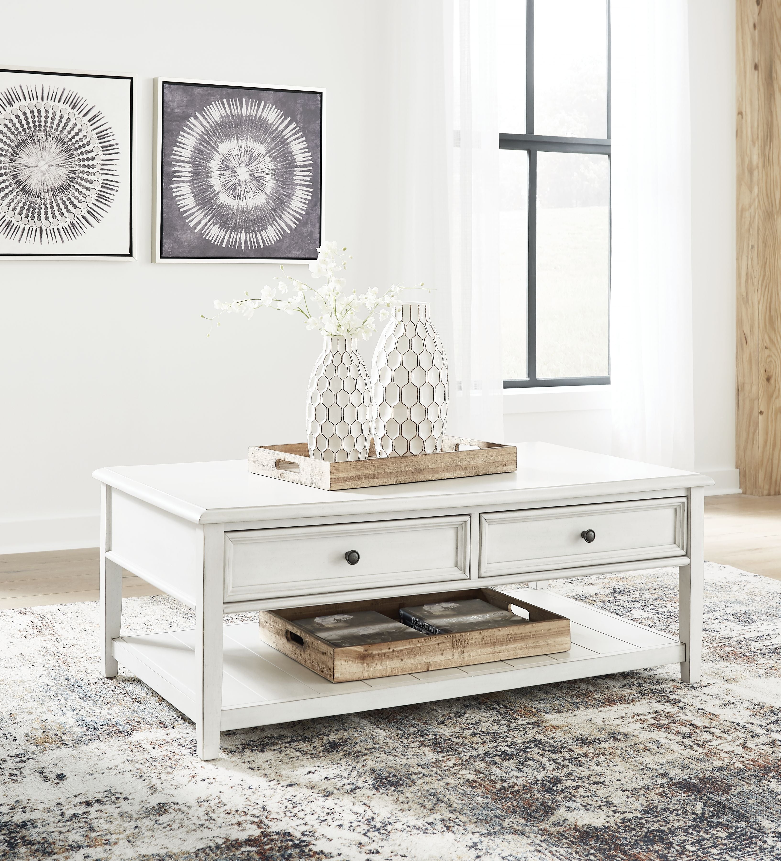 Signature Design by Ashley® Kanwyn - Whitewash - Rectangular Cocktail Table | Meri Furniture