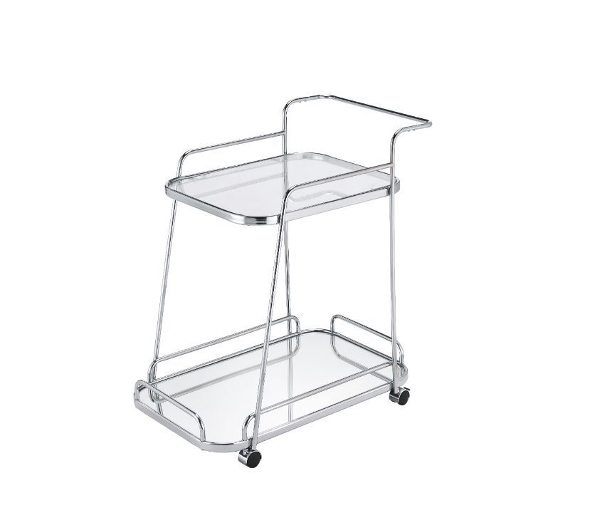 ACME Aegis - Serving Cart - Clear Glass & Chrome Finish | Meri Furniture