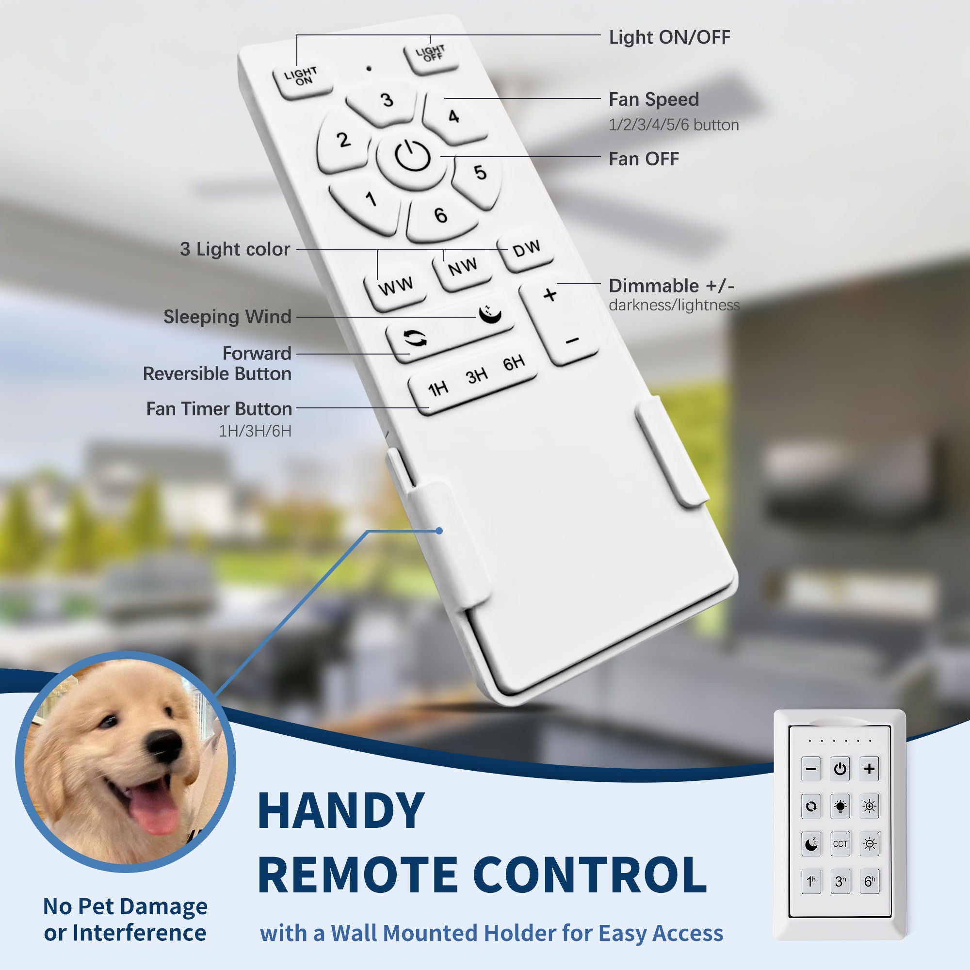 Reversible Quiet Motor Ceiling Fan Light With ABS Blades