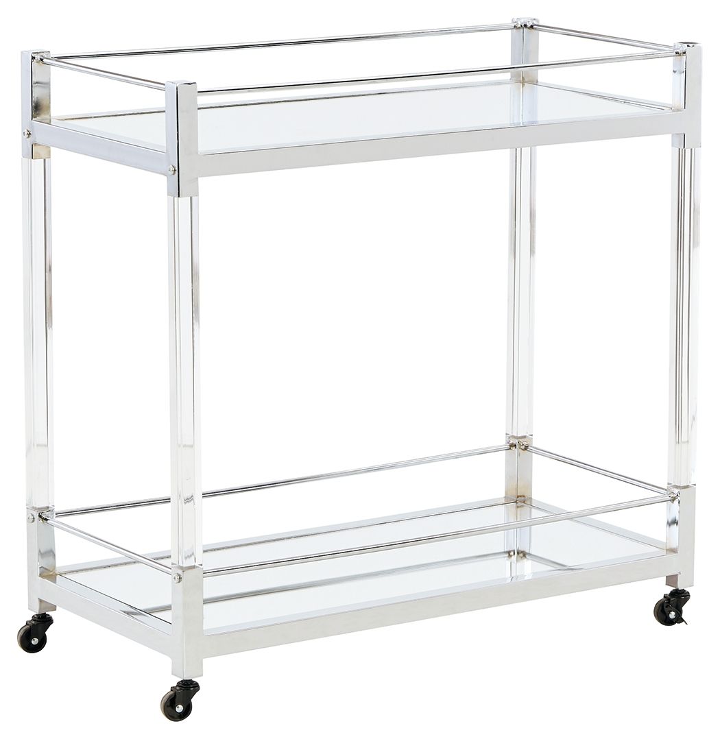 Signature Design by Ashley® Chaseton - Clear / Silver Finish - Bar Cart | Meri Furniture