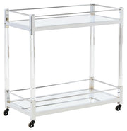 Signature Design by Ashley® Chaseton - Clear / Silver Finish - Bar Cart | Meri Furniture