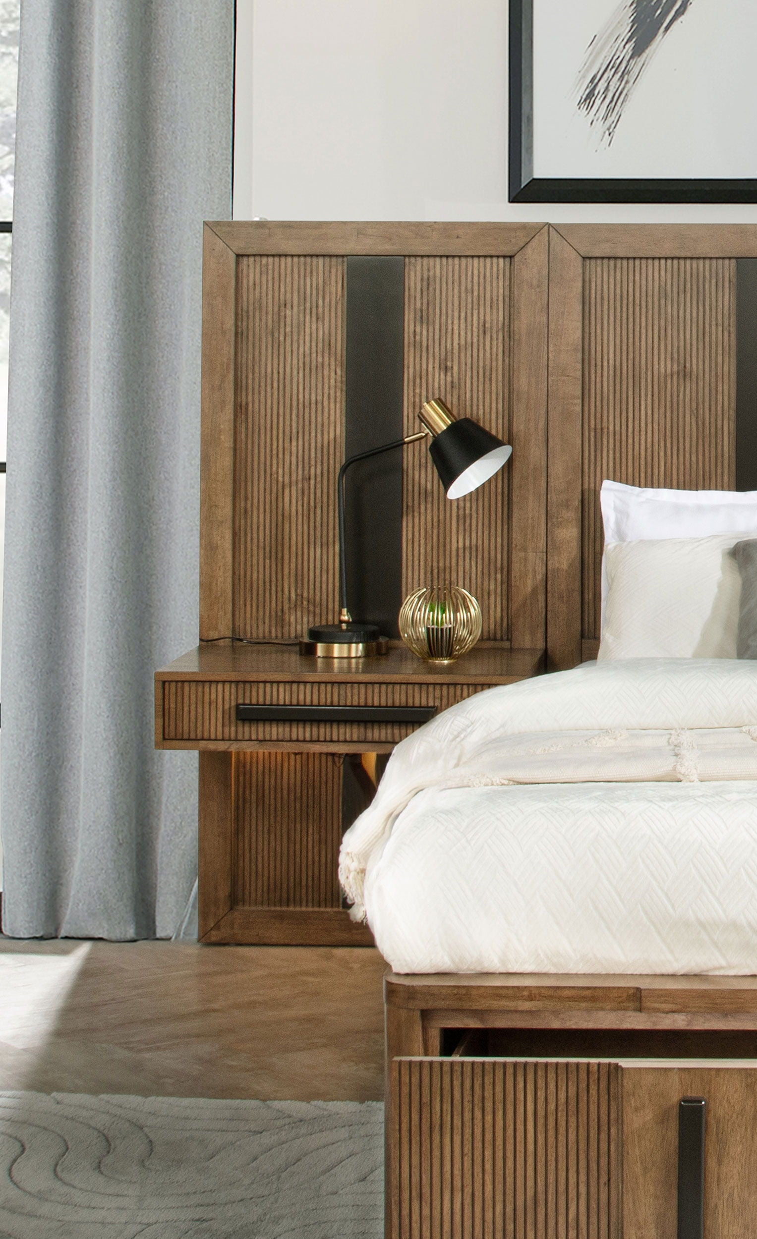 Coaster Fine Furniture Terrace - 2-Piece Wall Panel With Nightstand Set - Ash Brown | Meri Furniture