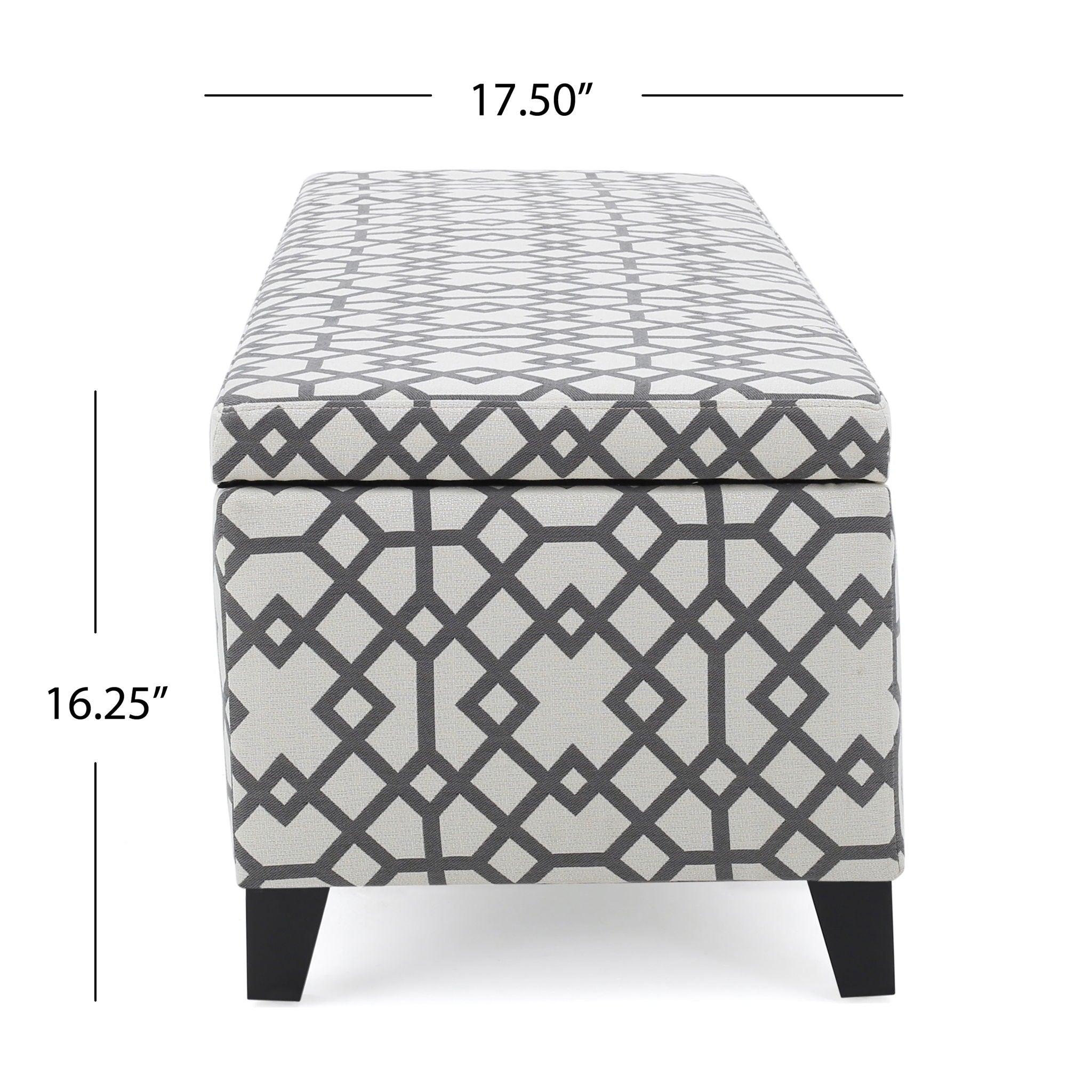Quotient - Upholstered Storage Ottoman With Tapered Block Feet - Gray / White