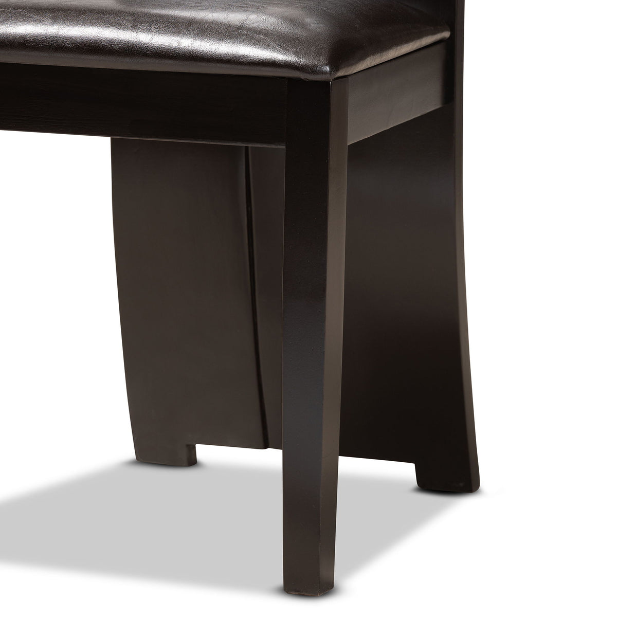 Kenyon Modern and Contemporary Dark Brown Faux Leather Upholstered and Dark Brown Finished Wood 7-Piece Dining Set