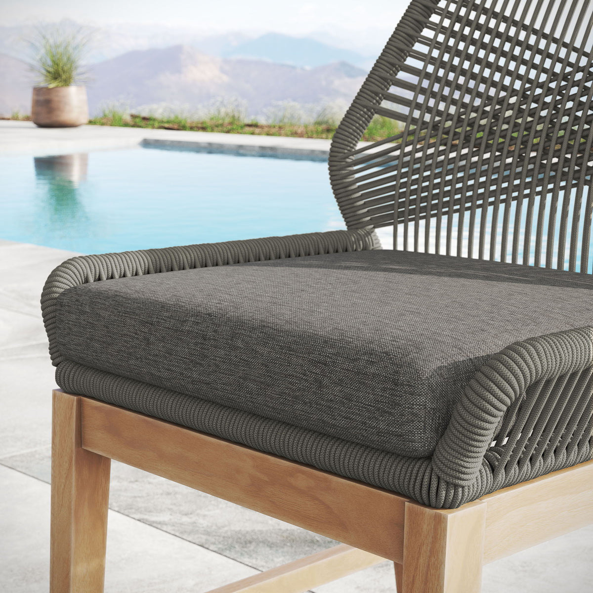 Wellspring Outdoor Patio Teak and Rope Counter Stool by Modway