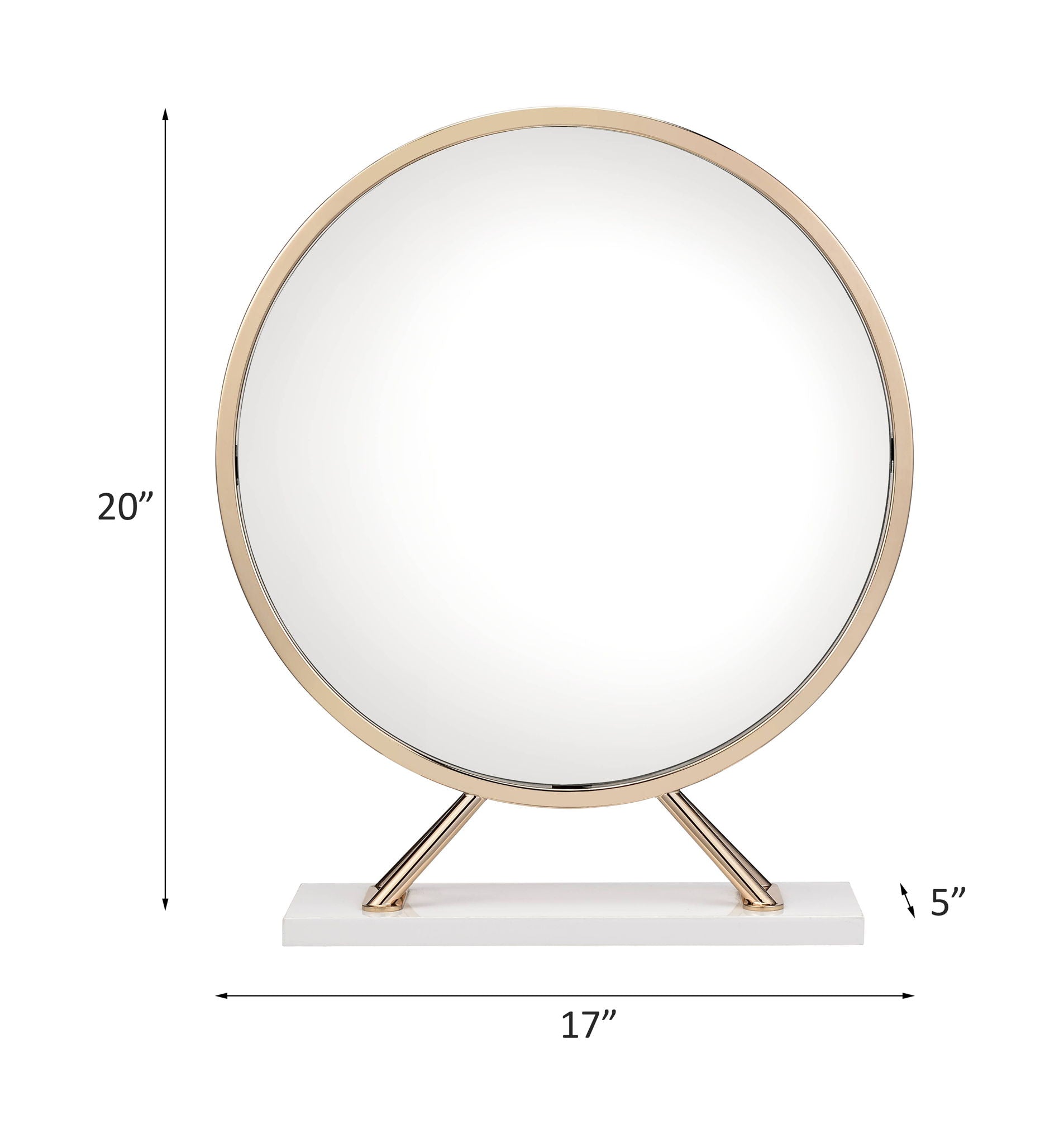 Midriaks - Mirror & Stool - Synthetic Leather , White & Gold