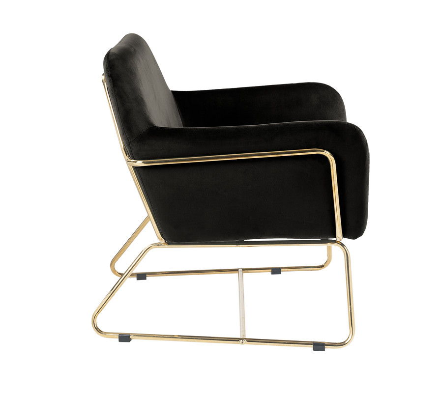 Keira 29.5"W Black Velvet Accent Chair with Metal Base
