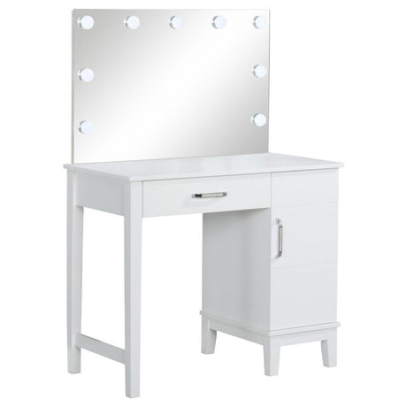 Elijah - Vanity Set With Lighting & Stool - White And Dark Gray