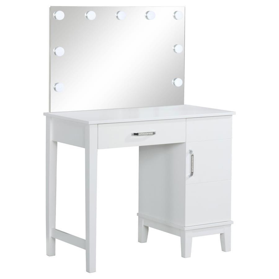 Coaster Fine Furniture Elijah - Vanity Set With Lighting & Stool - White And Dark Gray | Meri Furniture