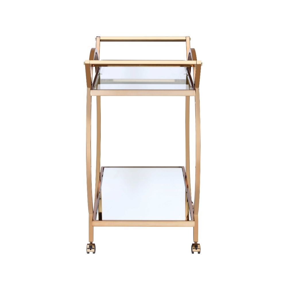 ACME Traverse - Serving Cart - Champagne & Mirrored | Meri Furniture