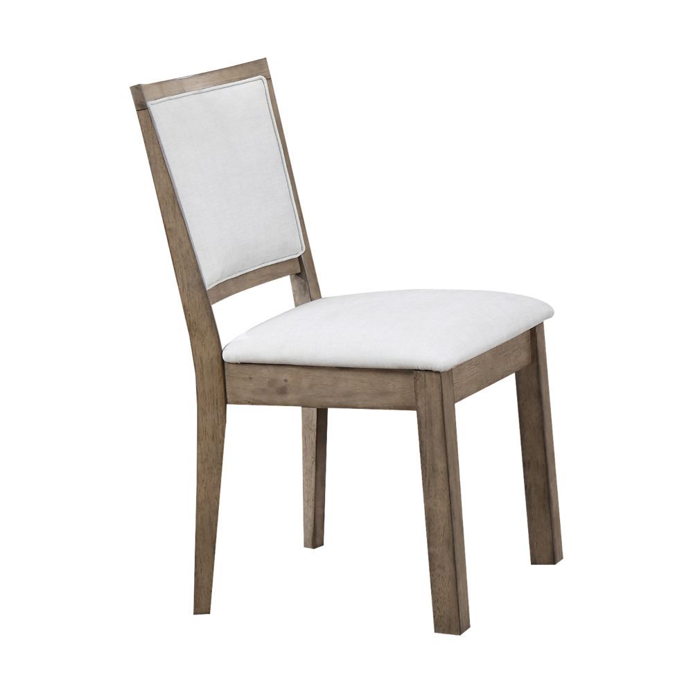 ACME Paulina - Side Chair (Set of 2) - White PU & Rustic Oak | Meri Furniture