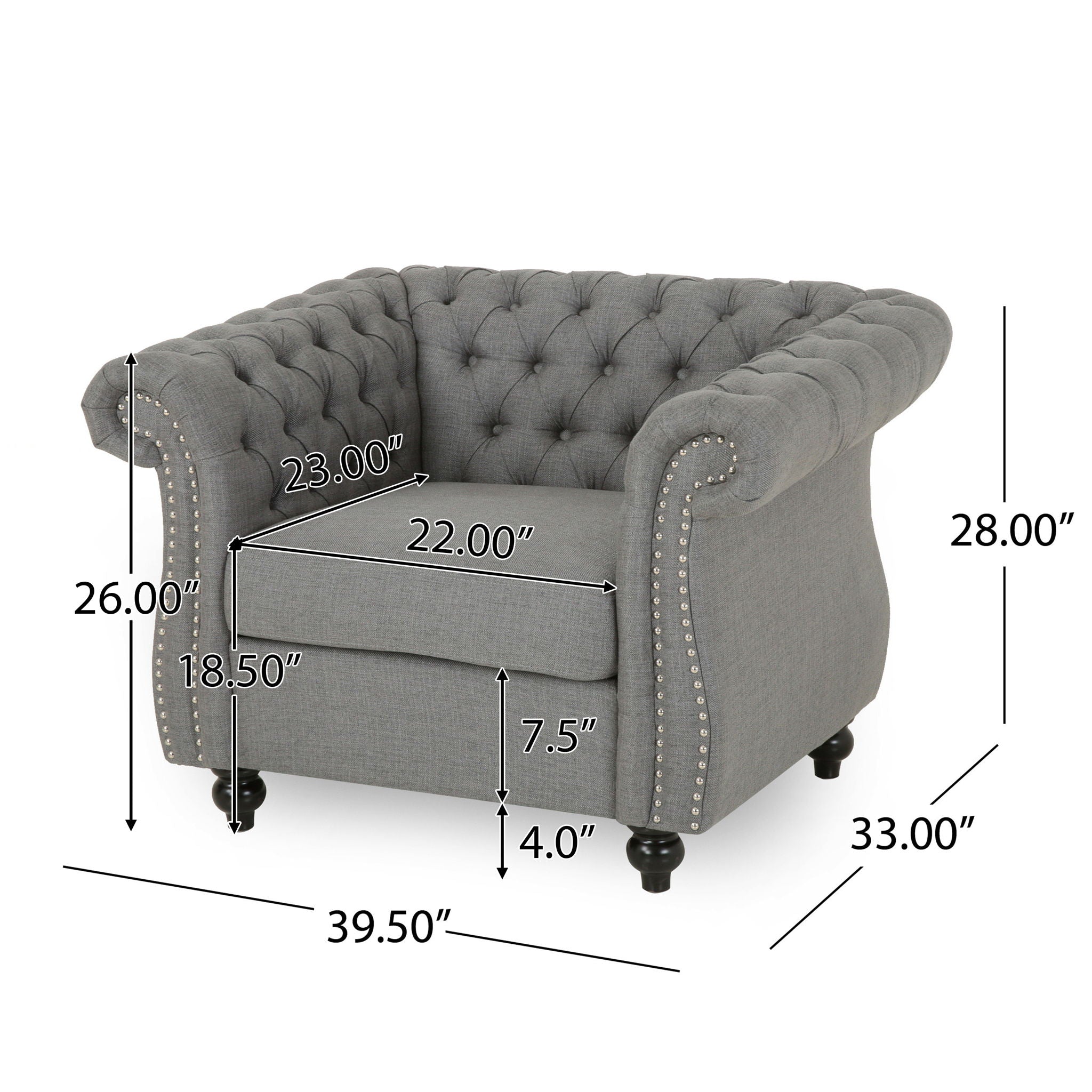 Nexuson - Upholstered Chesterfield Chair With Deep Tufted And Nailhead Trim