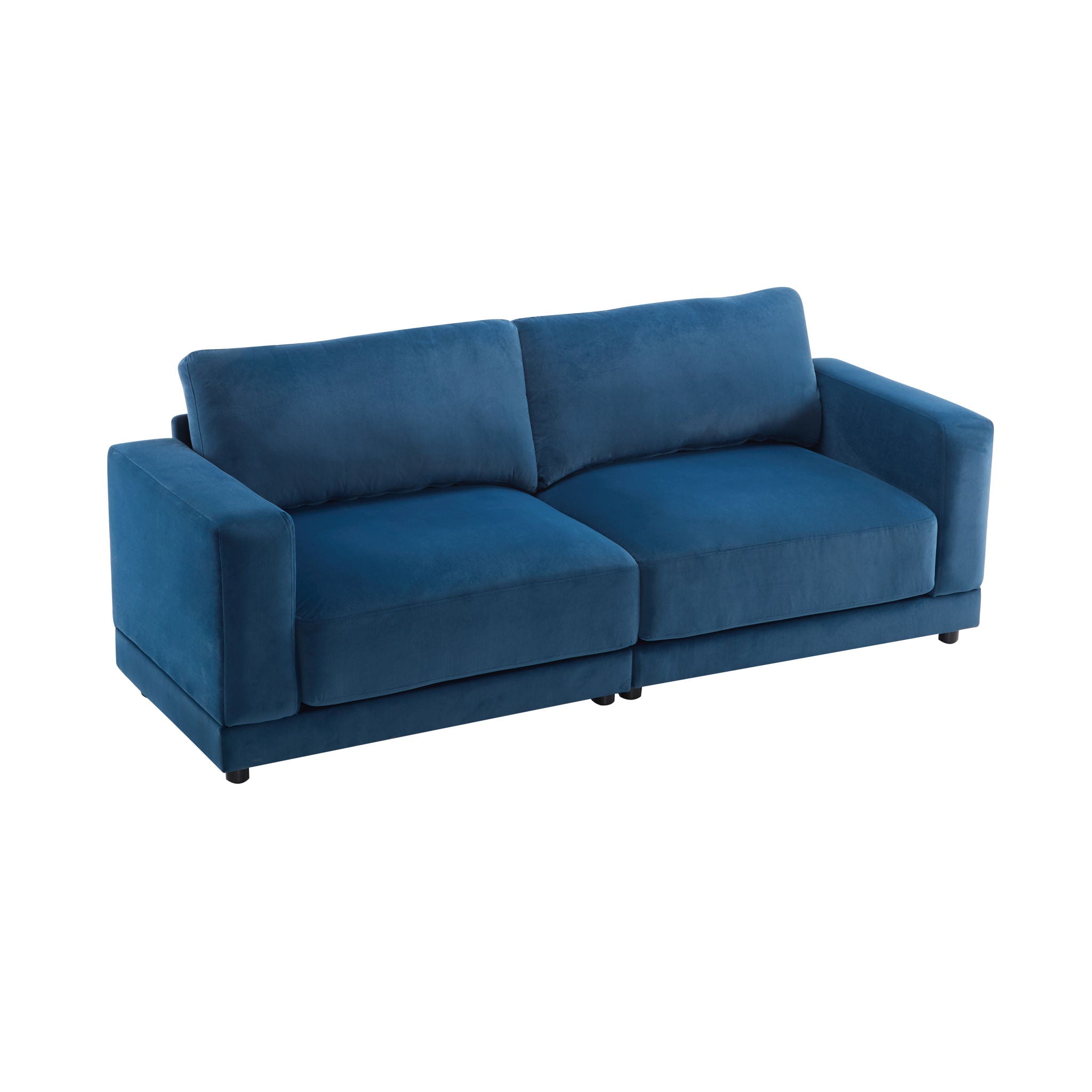 Modern Square Arm Sofa With Soft Fabric Upholstery, Deep Cushions