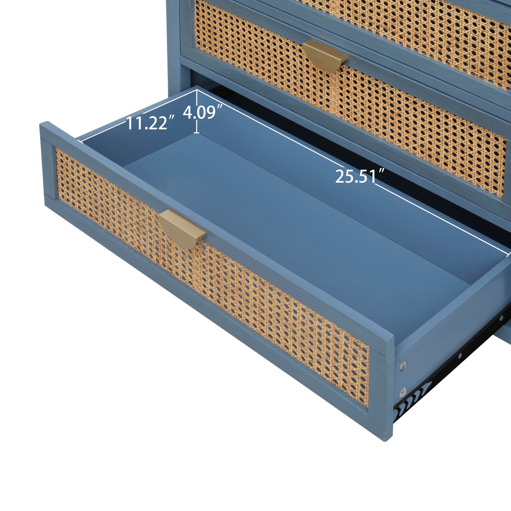 3 Drawer Cabinet, Natural Rattan, American Furniture