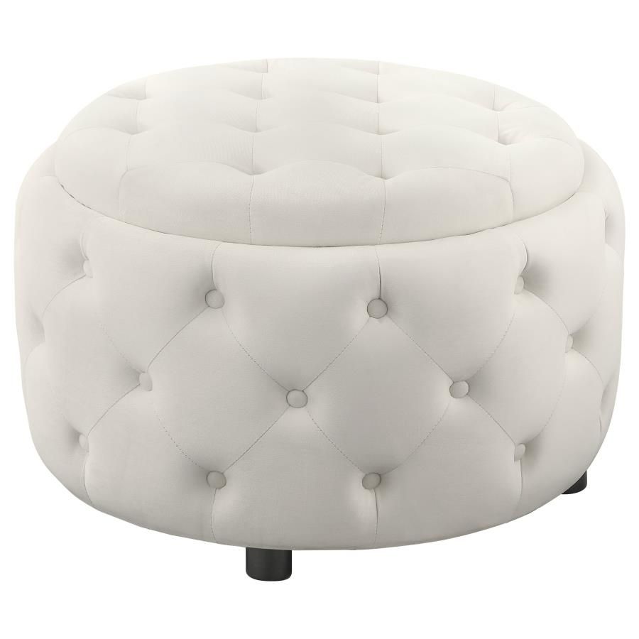 Coaster Fine Furniture Angelina - Round Upholstered Storage Ottoman | Meri Furniture